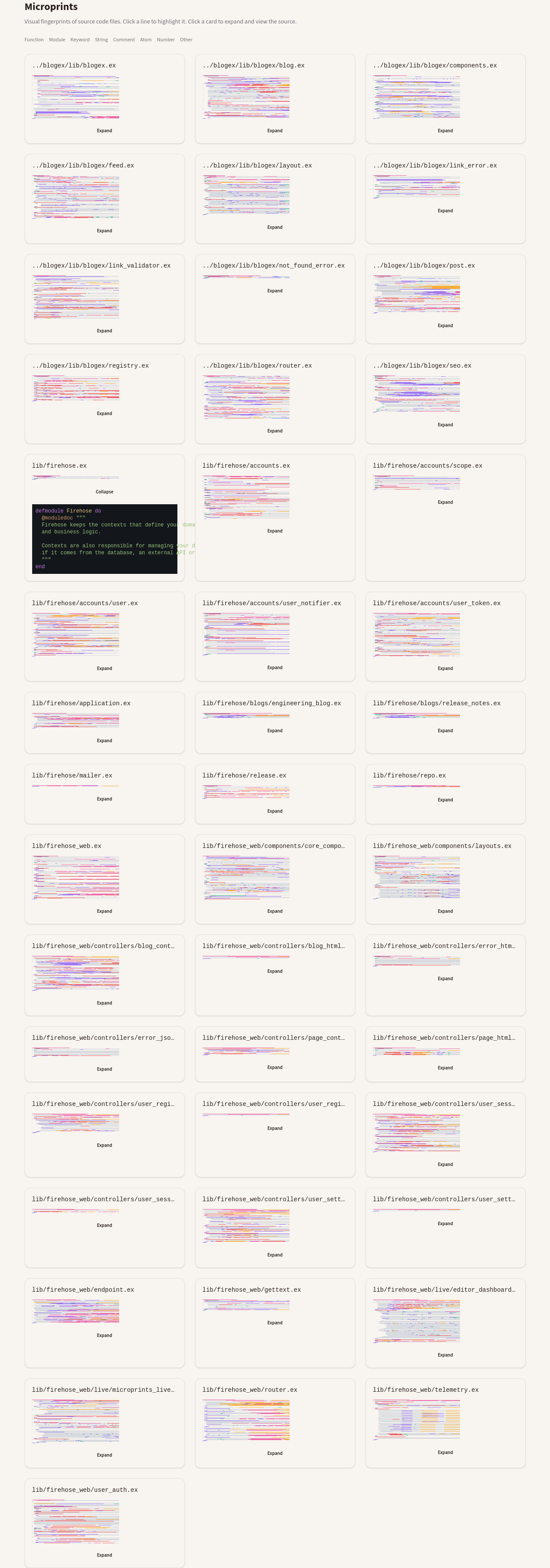 Source viewer correctly shows defmodule Firehose for lib/firehose.ex