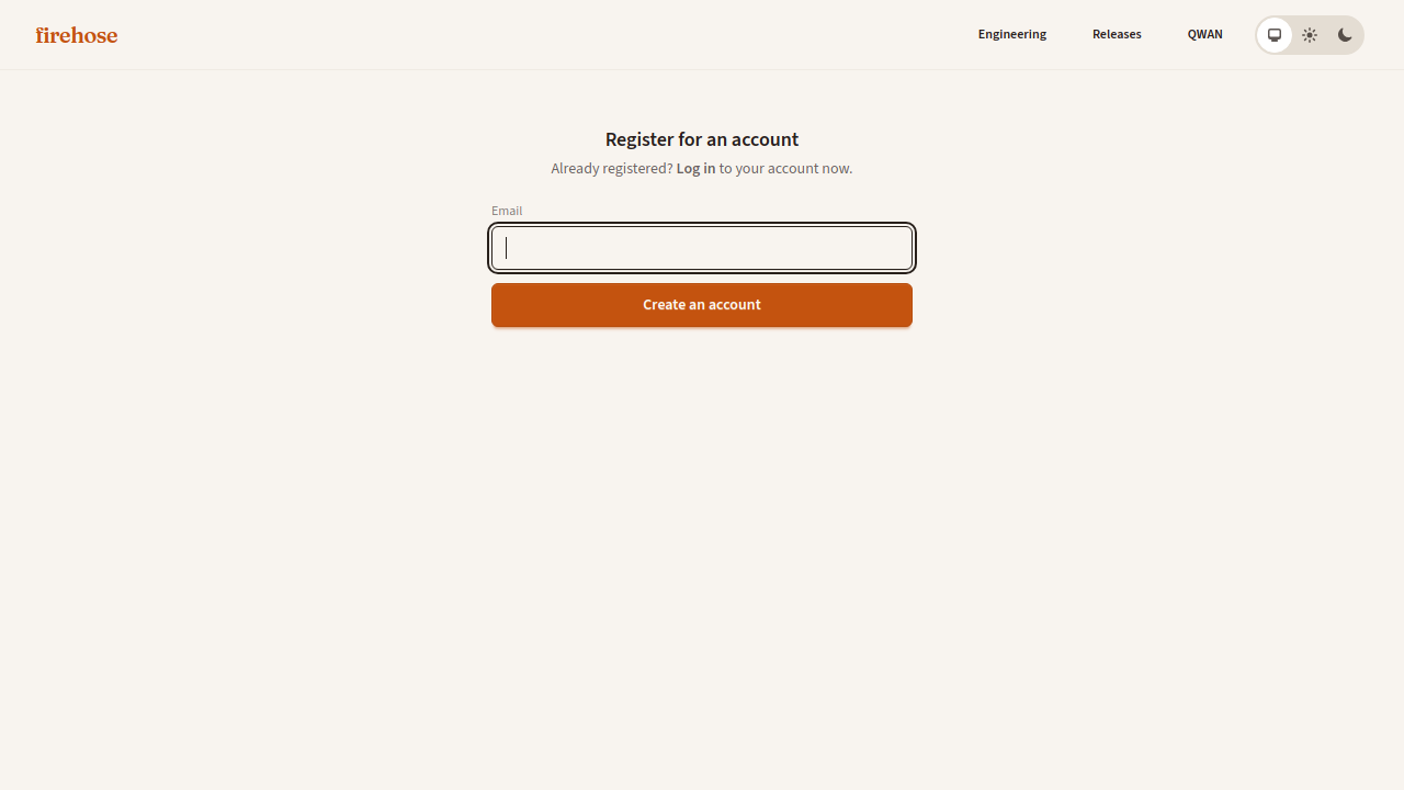 Registration page accessible by direct URL only — not linked from navigation